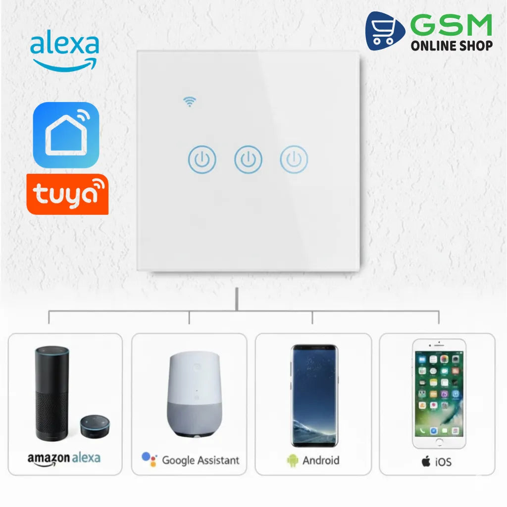3 Gang WiFi Touch Wall Mounted Switch 3X3